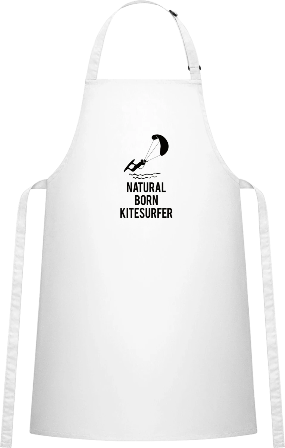 Natural Born Kitesurfer - White Cotton Bib Apron - Front