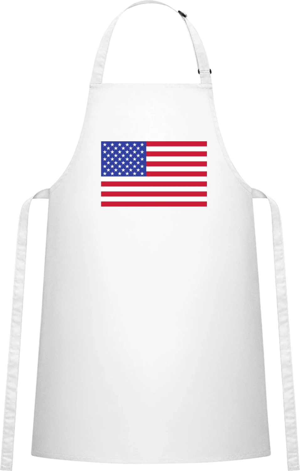 USA Flag - White Cotton Bib Apron - Front