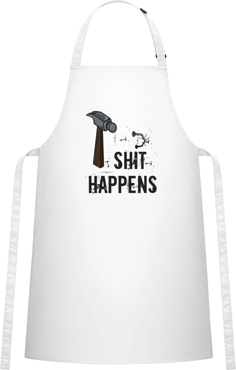 Shit Happens - White Cotton Bib Apron - Front