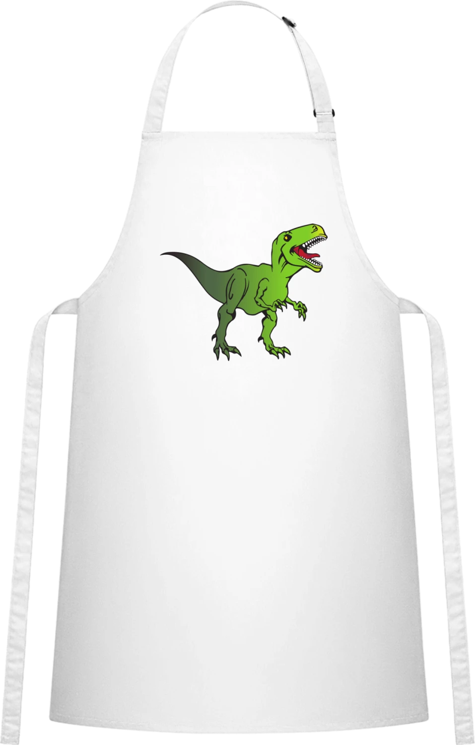 T Rex Dinosaur - White Cotton Bib Apron - Front