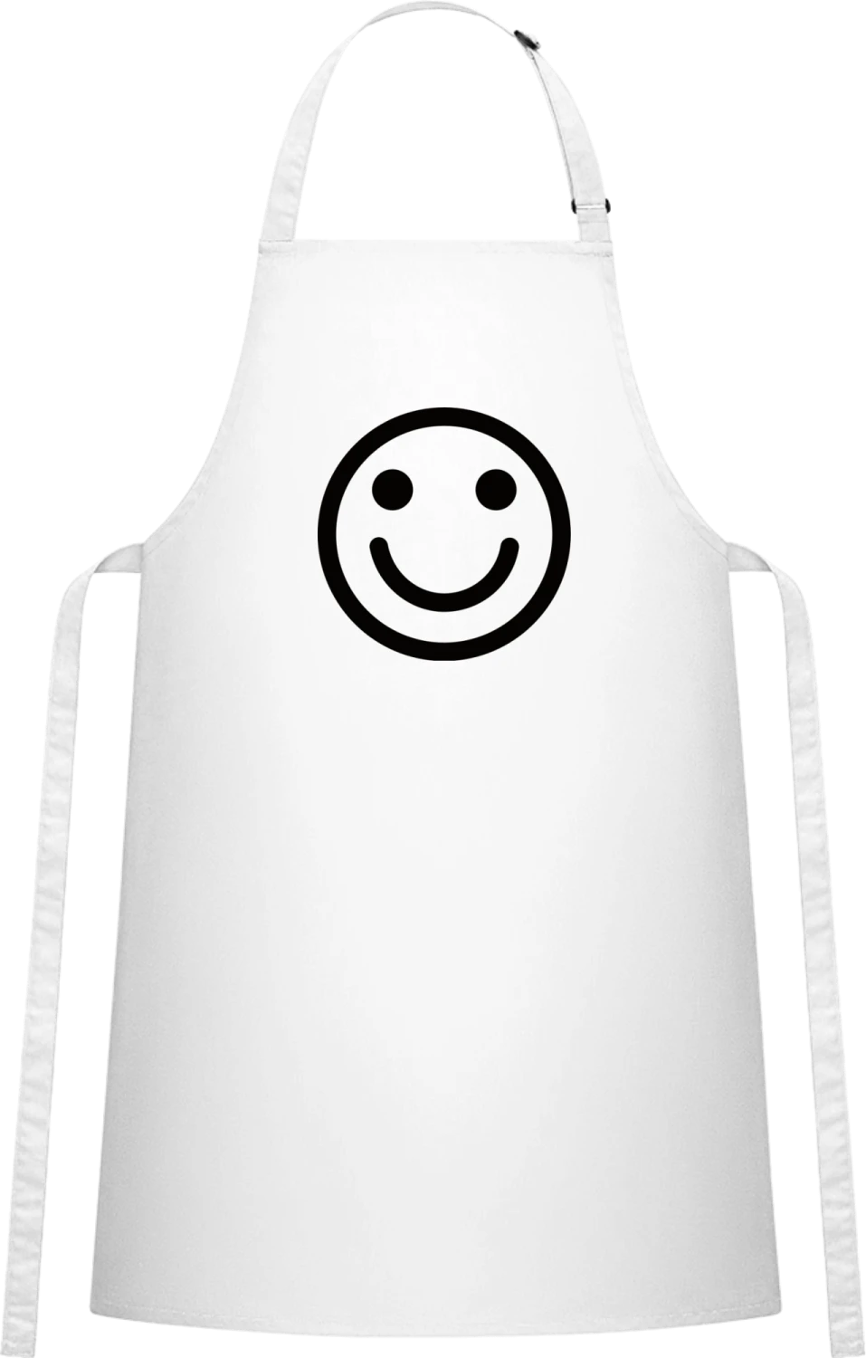 Smiley Face - White Cotton Bib Apron - Front