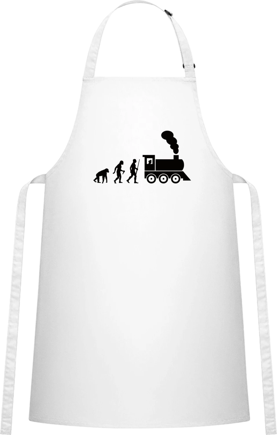 Train Driver Evolution - White Cotton Bib Apron - Front