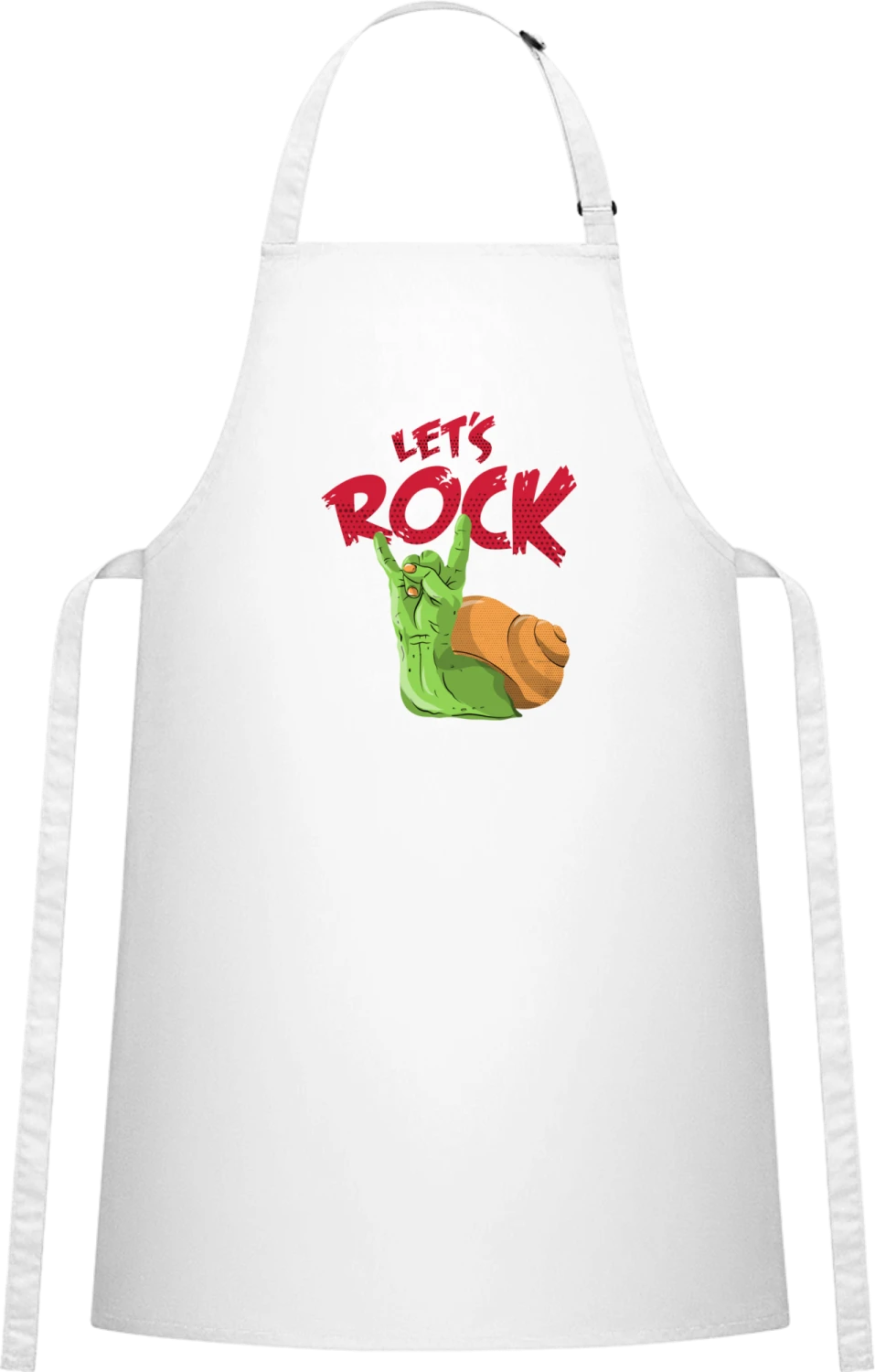 Let's Rock - White Cotton Bib Apron - Front