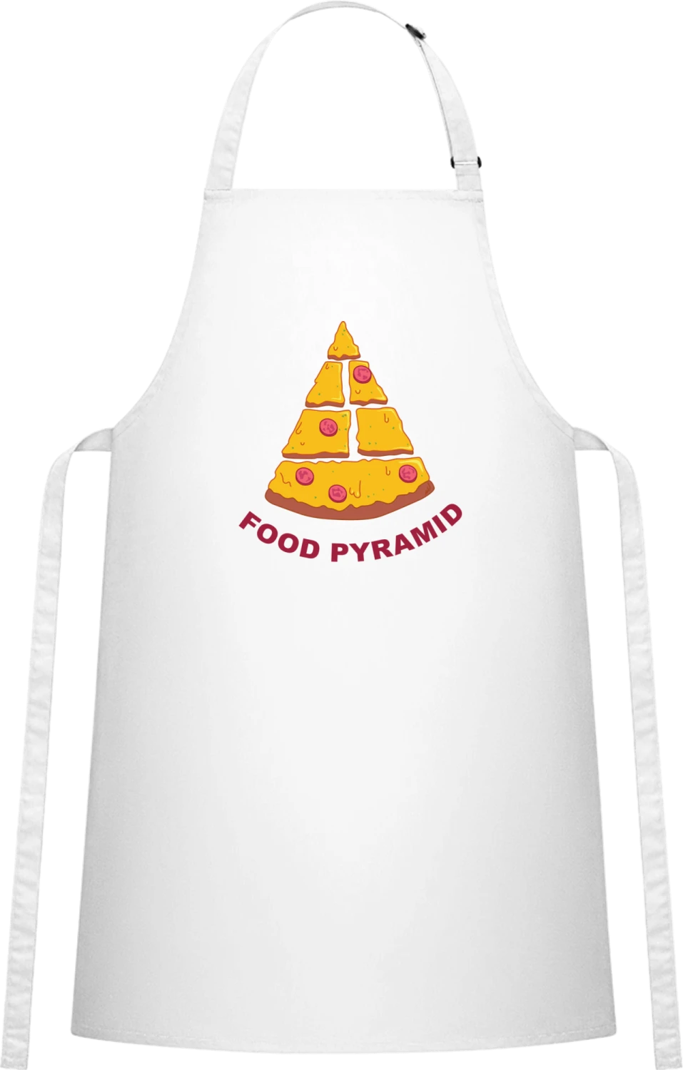 Food Pyramid Pizza - White Cotton Bib Apron - Front