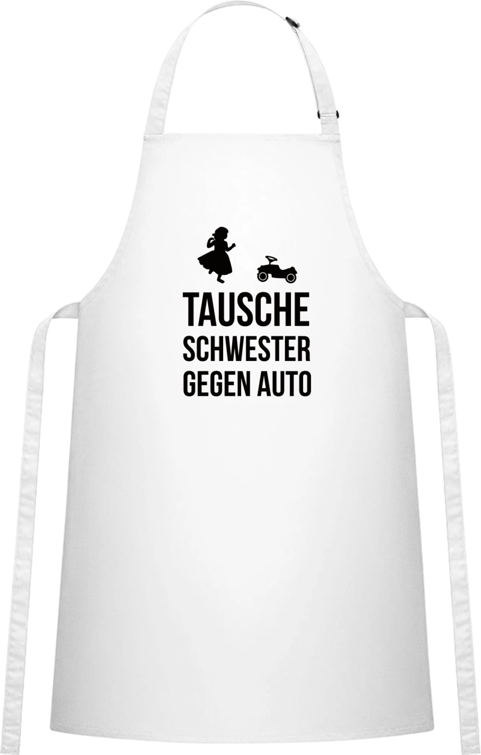 Tausche Schwester gegen Auto - White Cotton Bib Apron - Front