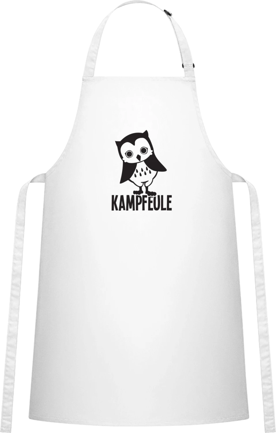 Kampfeule - White Cotton Bib Apron - Front