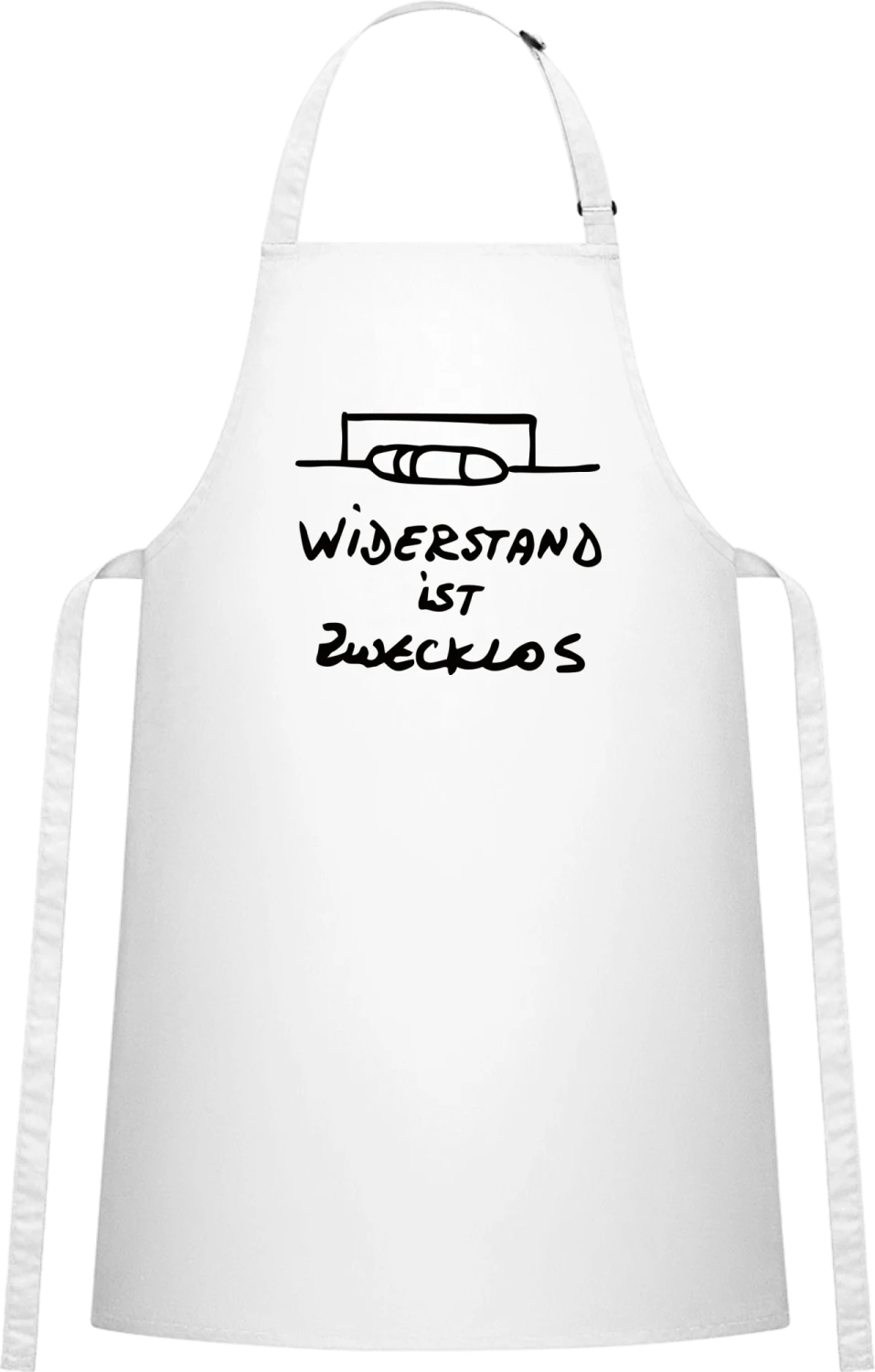 Widerstand ist zwecklos - White Cotton Bib Apron - Front