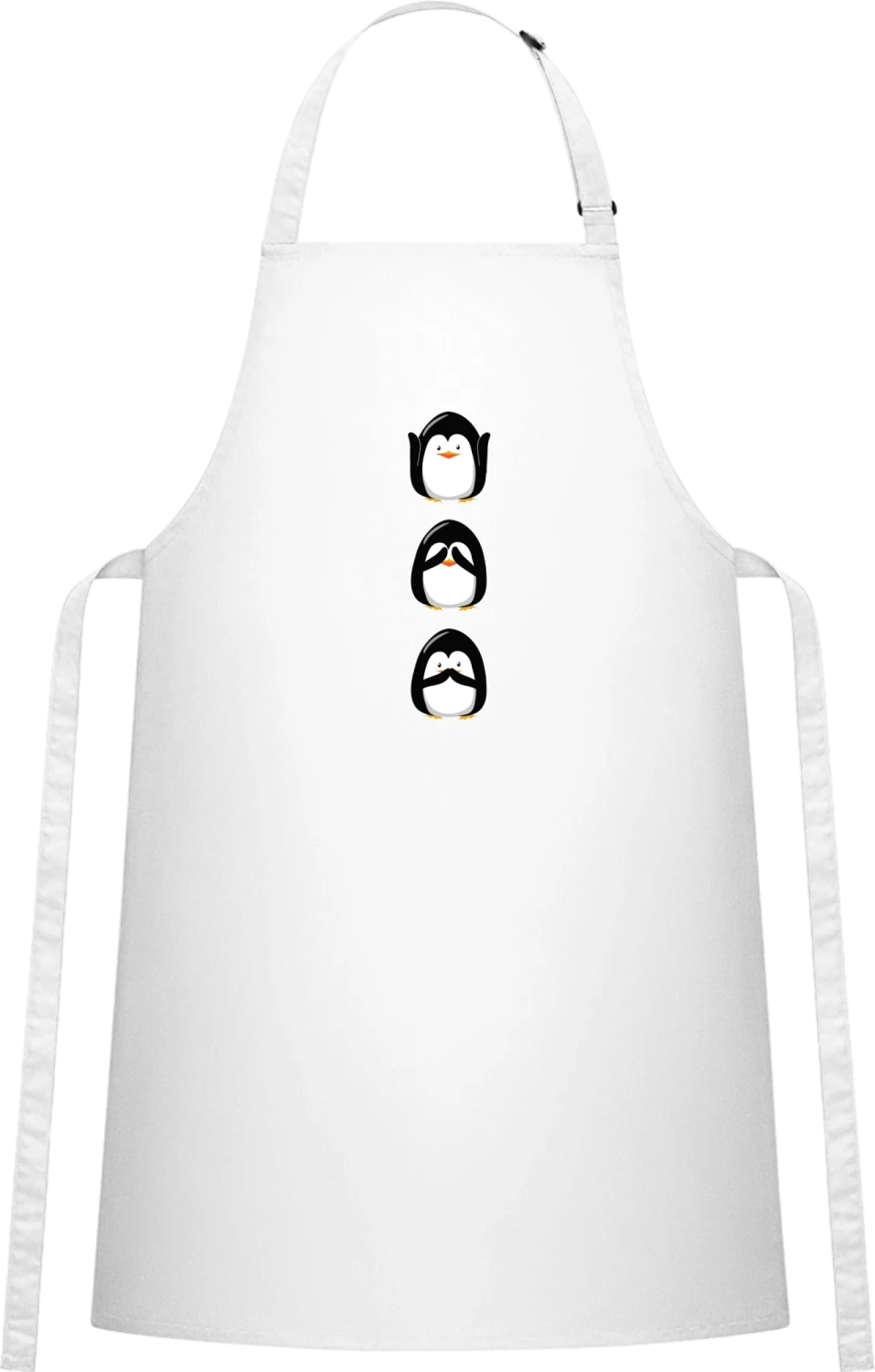 Penguin Comic - White Cotton Bib Apron - Front