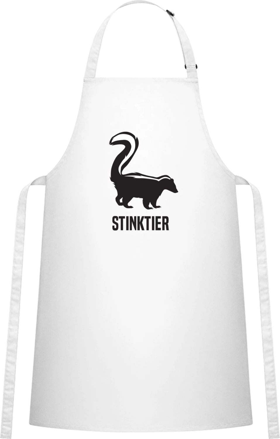 Stinktier Silhouette - White Cotton Bib Apron - Front