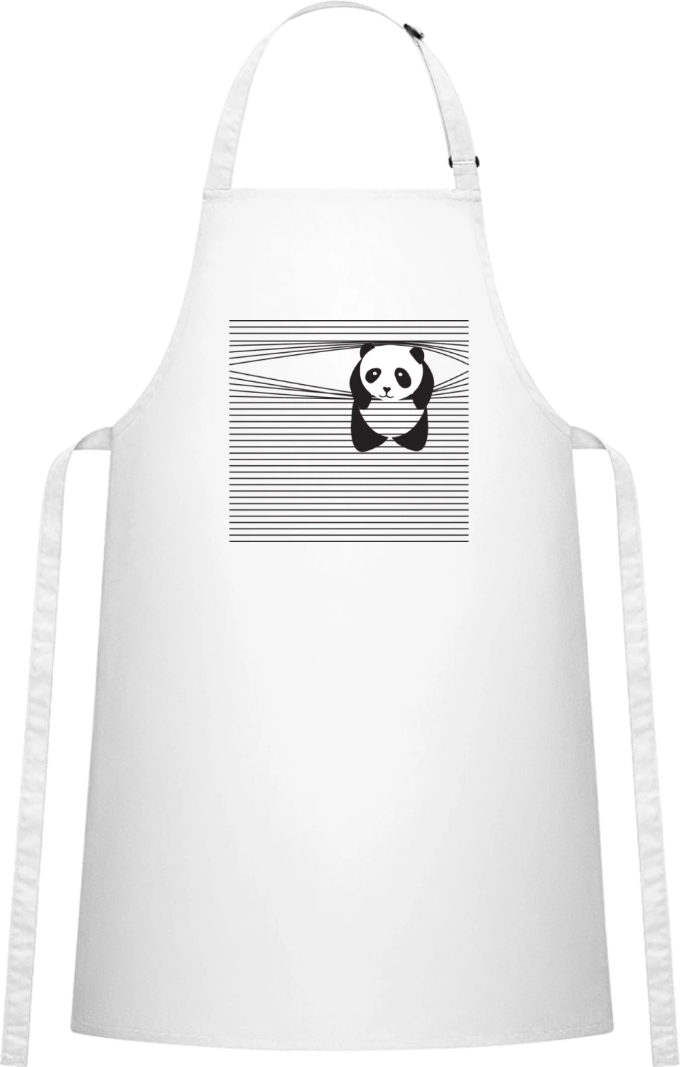 Panda Between The Lines - White Cotton Bib Apron - Front