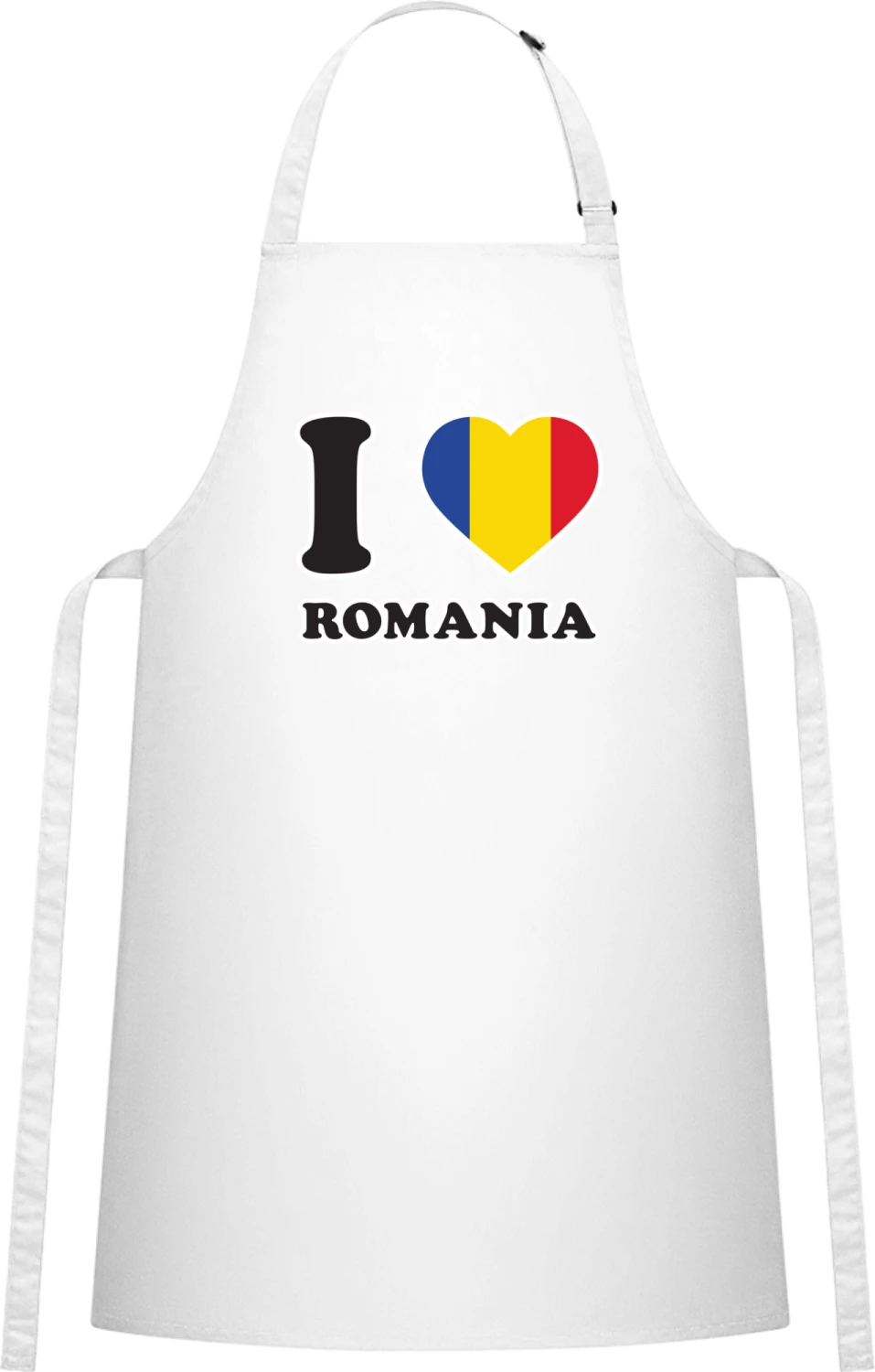 I Love Romania - White Cotton Bib Apron - Front