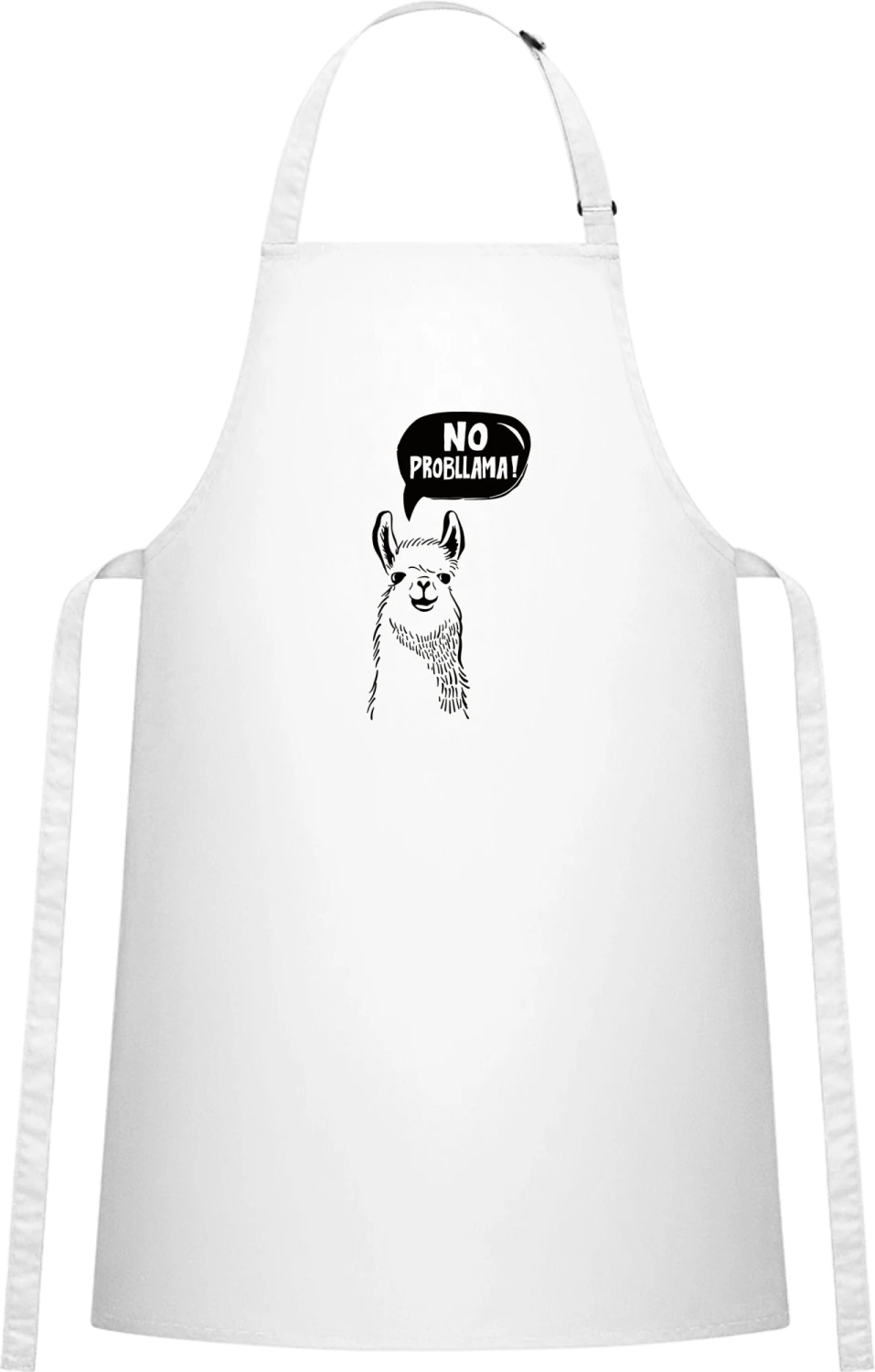 No Probllama Llama - White Cotton Bib Apron - Front