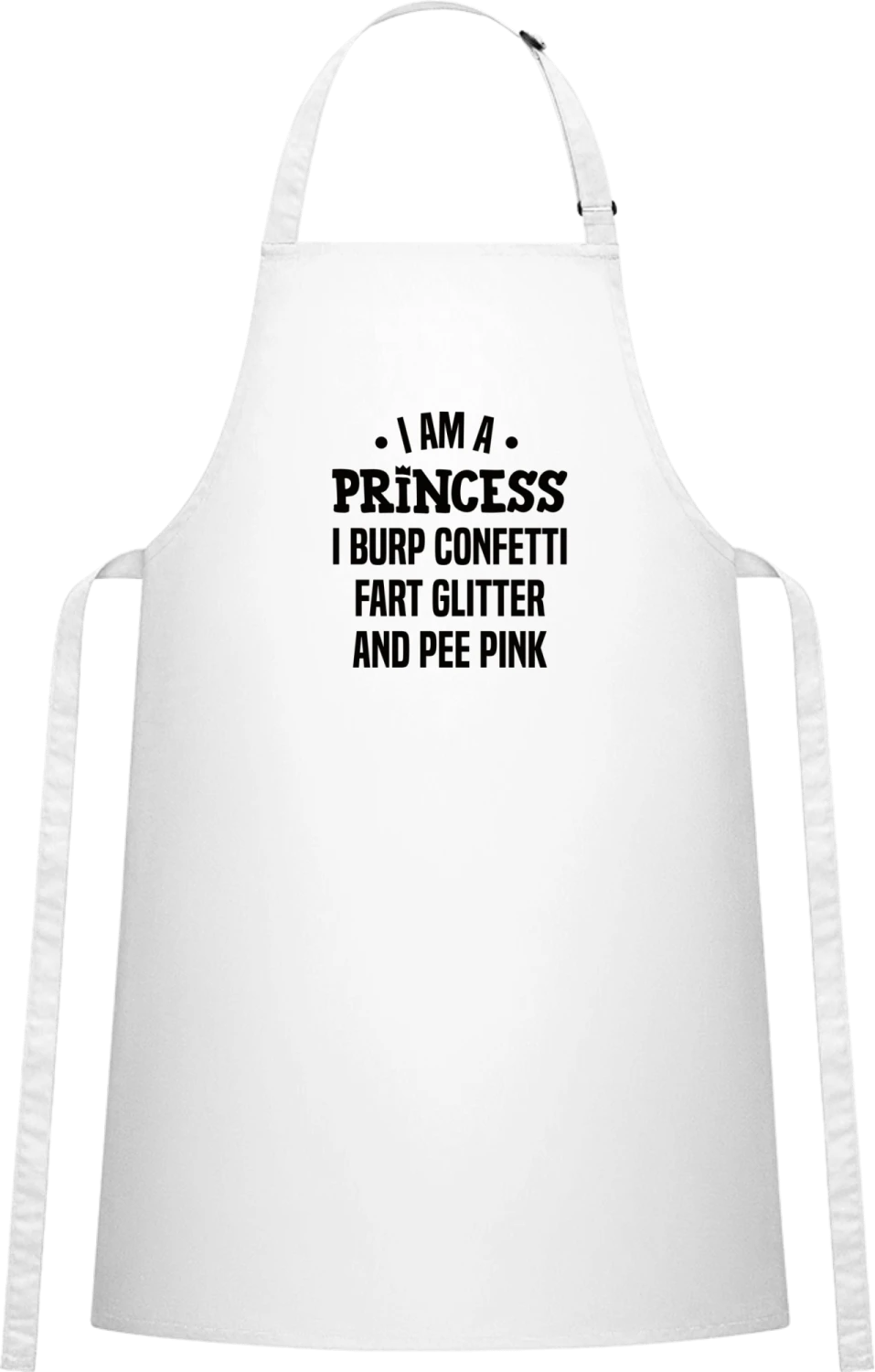 Burp Confetti And Pee Pink Princess - White Cotton Bib Apron - Front