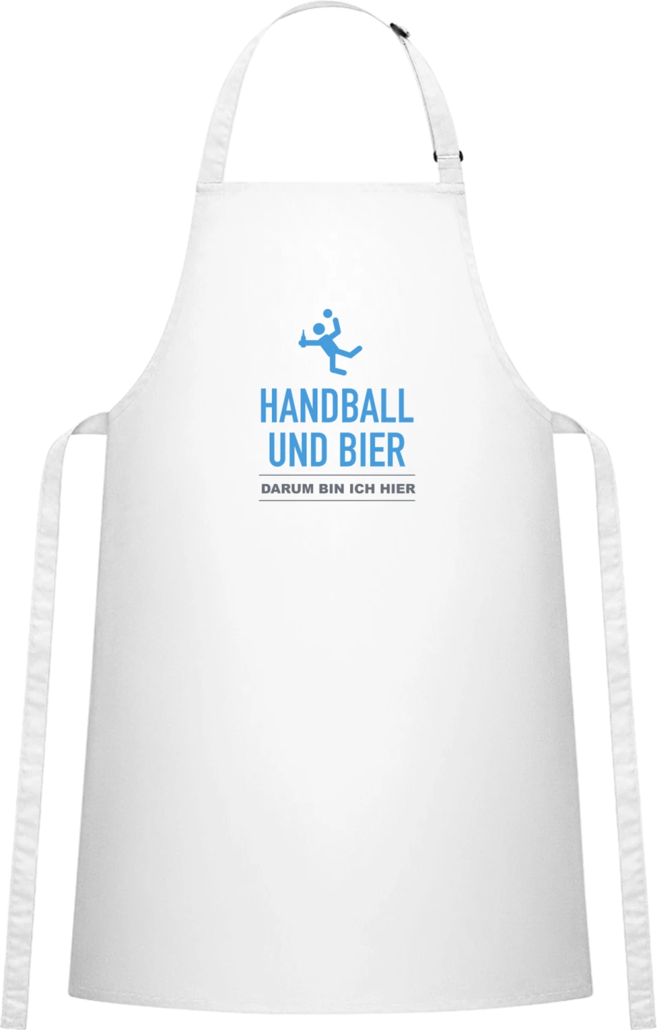 Handball und Bier, darum bin ich hier - White Cotton Bib Apron - Front