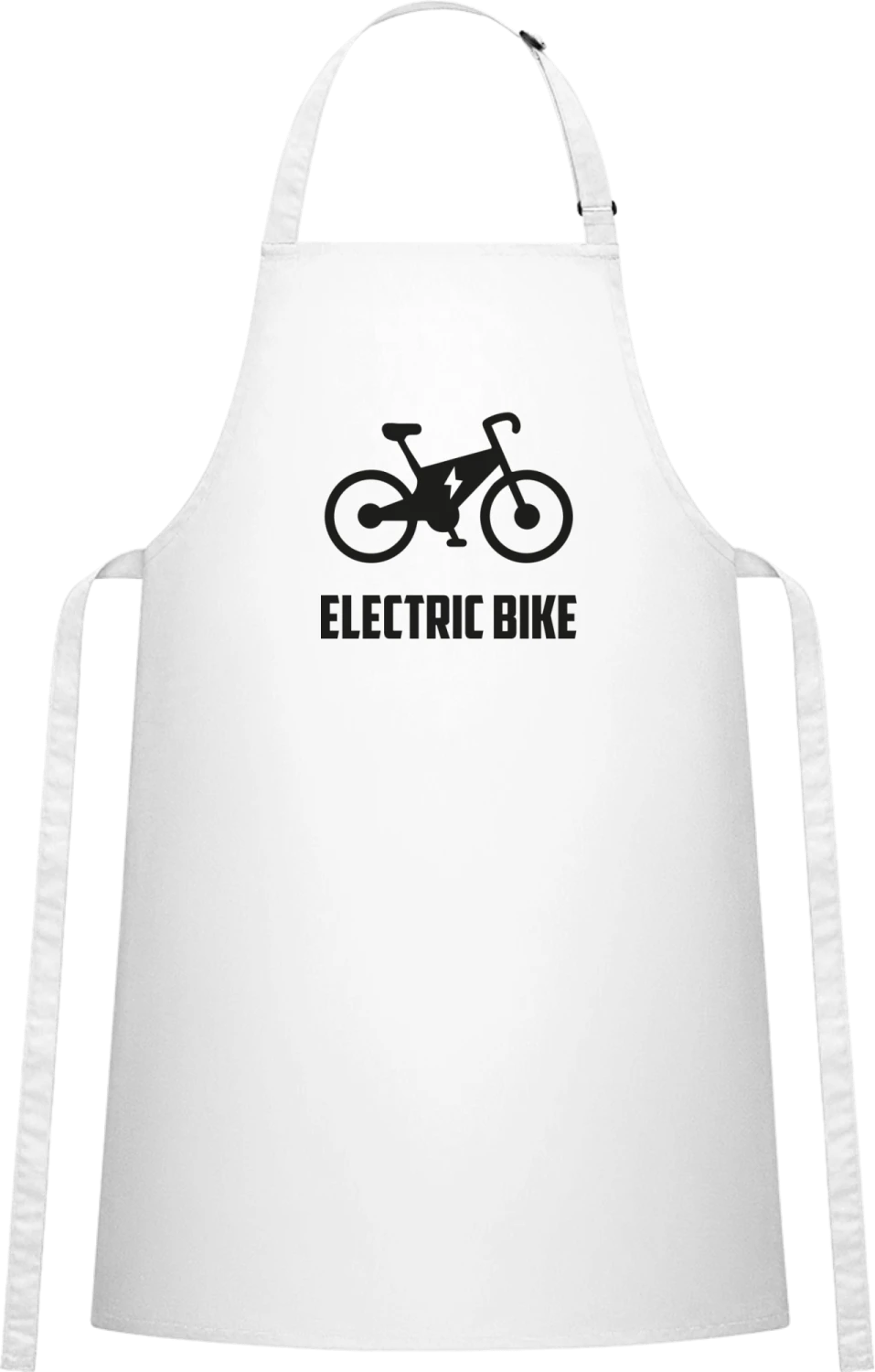 Electric Bike - White Cotton Bib Apron - Front