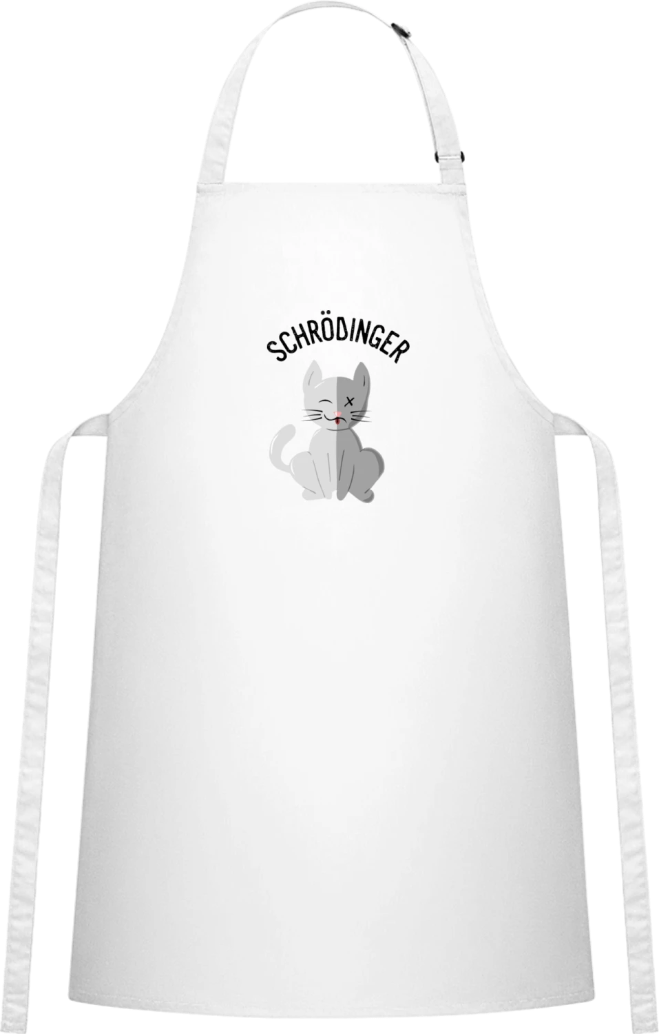 Schrödinger Cat Illustration - White Cotton Bib Apron - Front