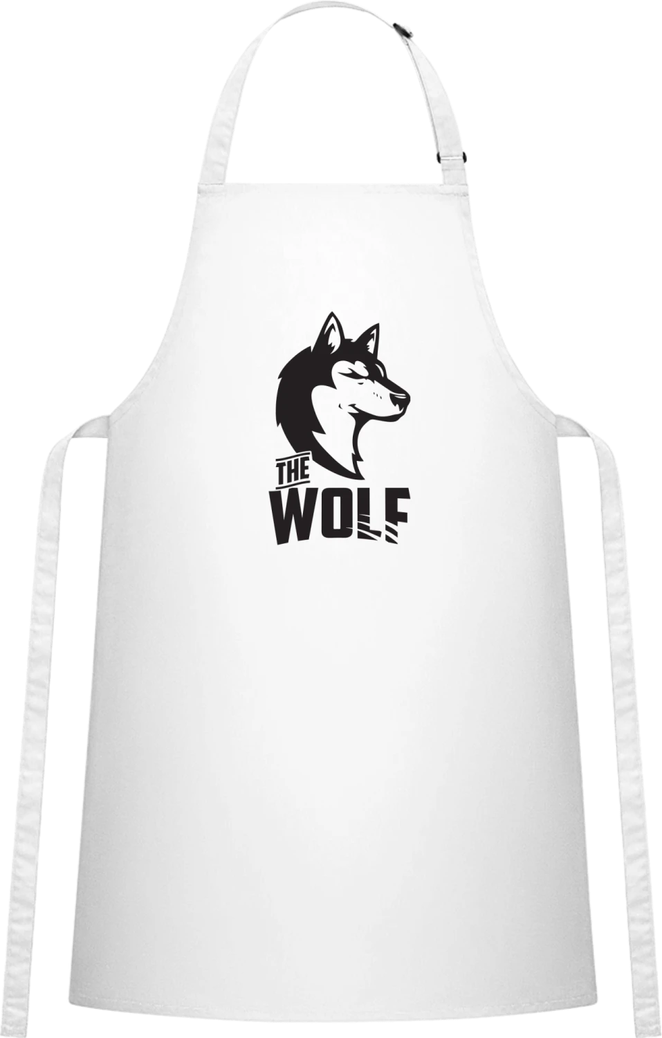 The Wolf - White Cotton Bib Apron - Front