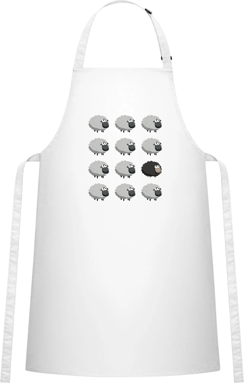 Black Sheep Different - White Cotton Bib Apron - Front