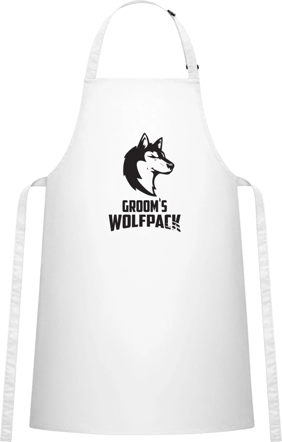 Groom's Wolfpack - White Cotton Bib Apron - Front