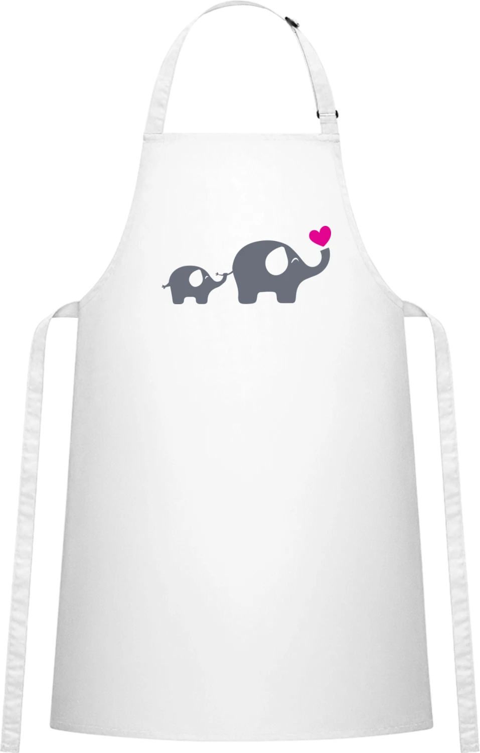 Happy Elephant Family - White Cotton Bib Apron - Front