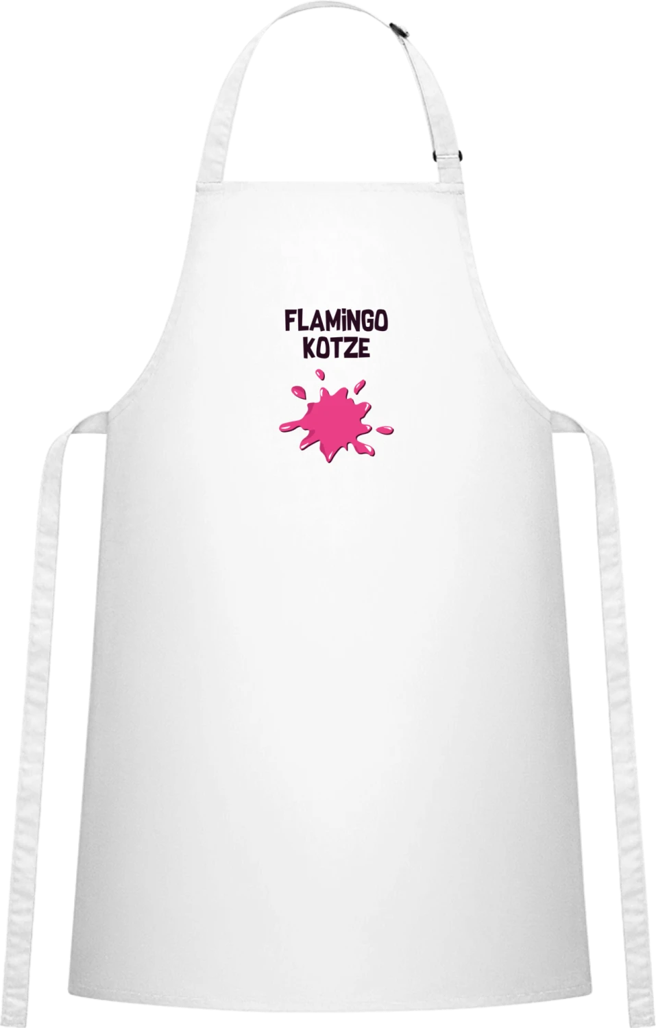 Flamingo Kotze  - White Cotton Bib Apron - Front