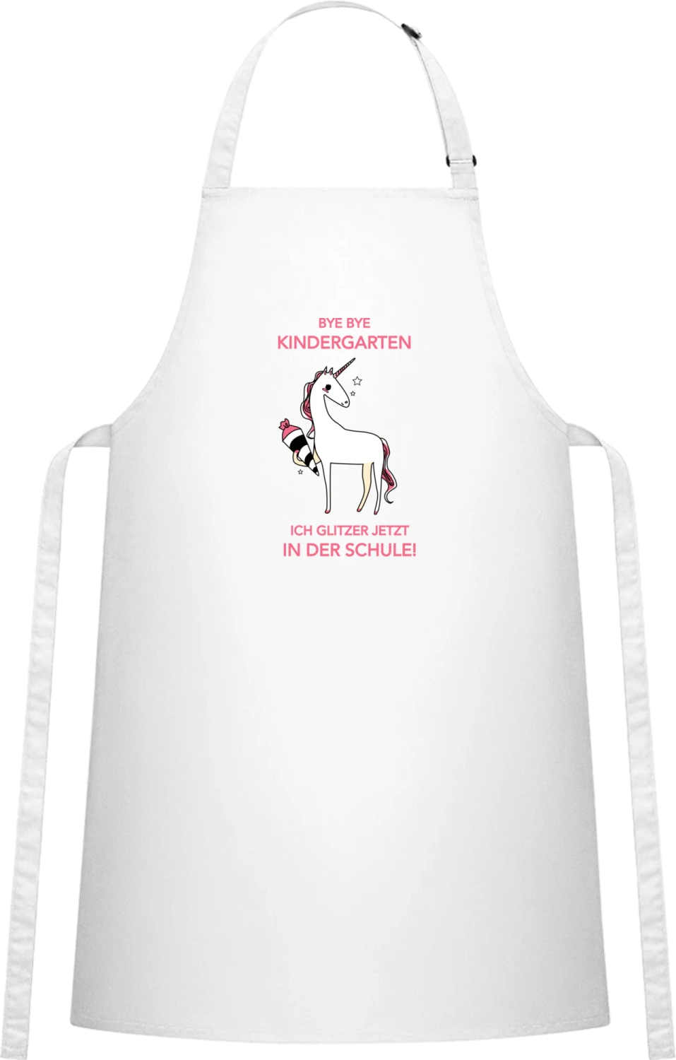 Bye Kindergarten Hallo Schule Einhorn - White Cotton Bib Apron - Front