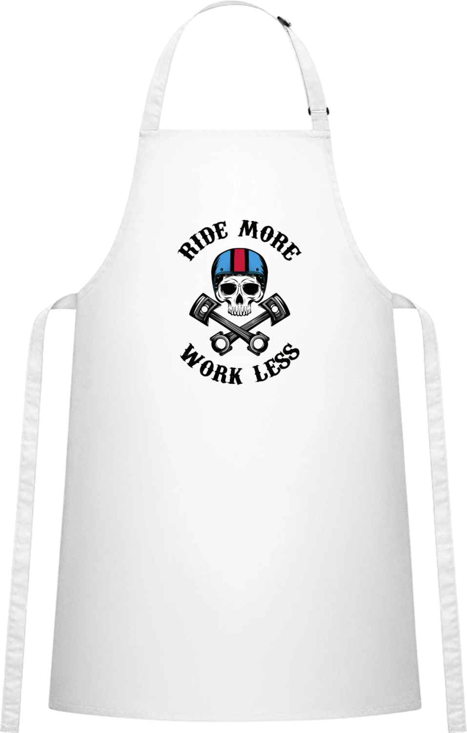 Ride More Work Less - White Cotton Bib Apron - Front