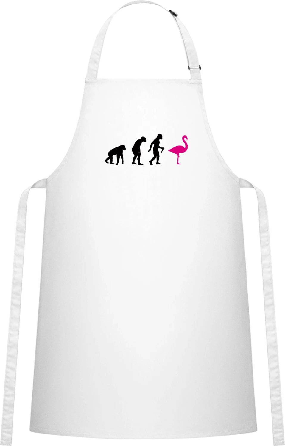 Flamingo Evolution - White Cotton Bib Apron - Front