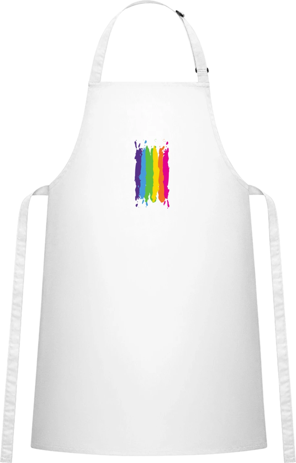 Acrylic Painted Rainbow - White Cotton Bib Apron - Front