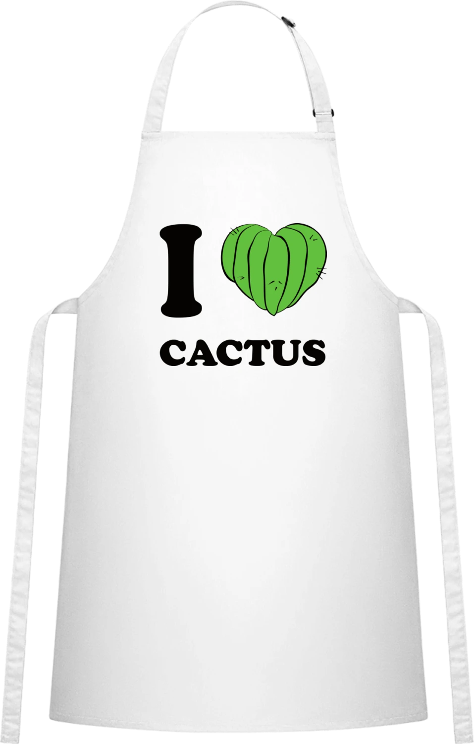 I Love Cactus - White Cotton Bib Apron - Front