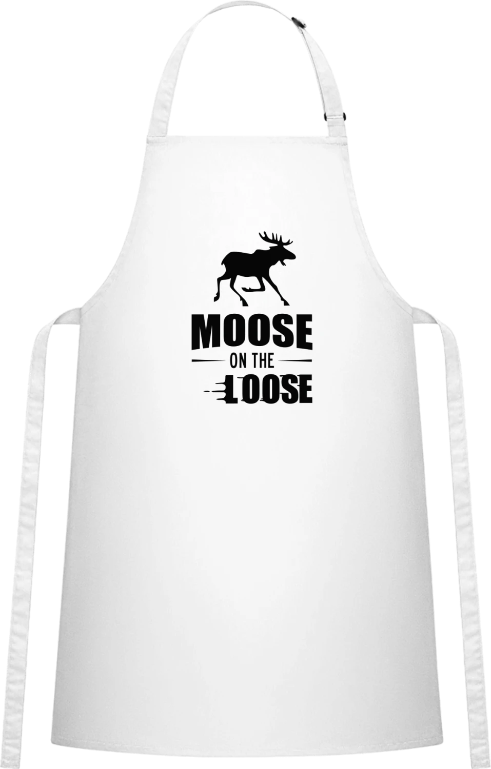 Moose On The Loose - White Cotton Bib Apron - Front