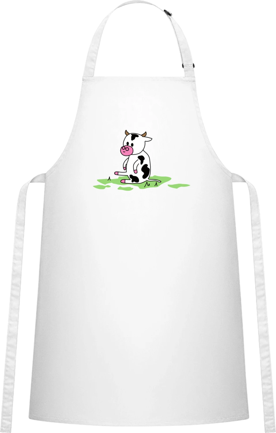 Cute Cow Grass - White Cotton Bib Apron - Front