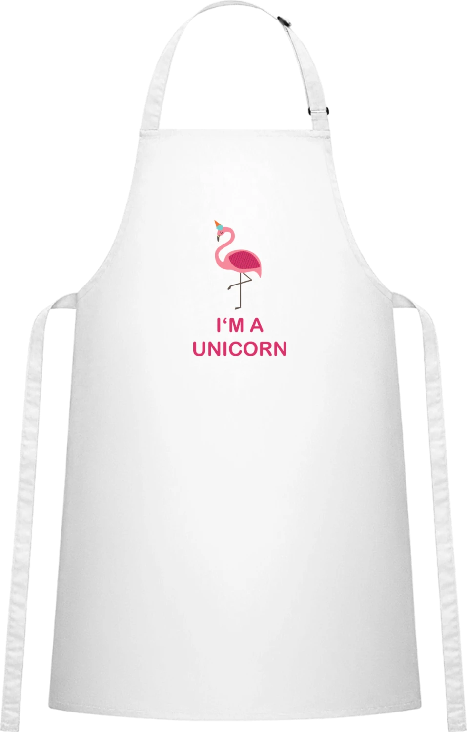 I Am A Unicorn Flamingo - White Cotton Bib Apron - Front