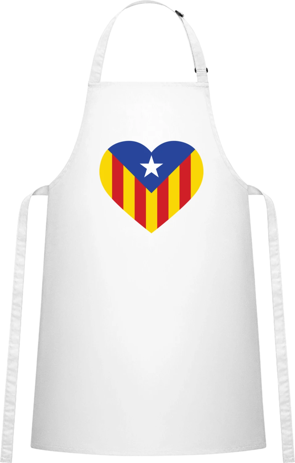 Catalonia Heart - White Cotton Bib Apron - Front