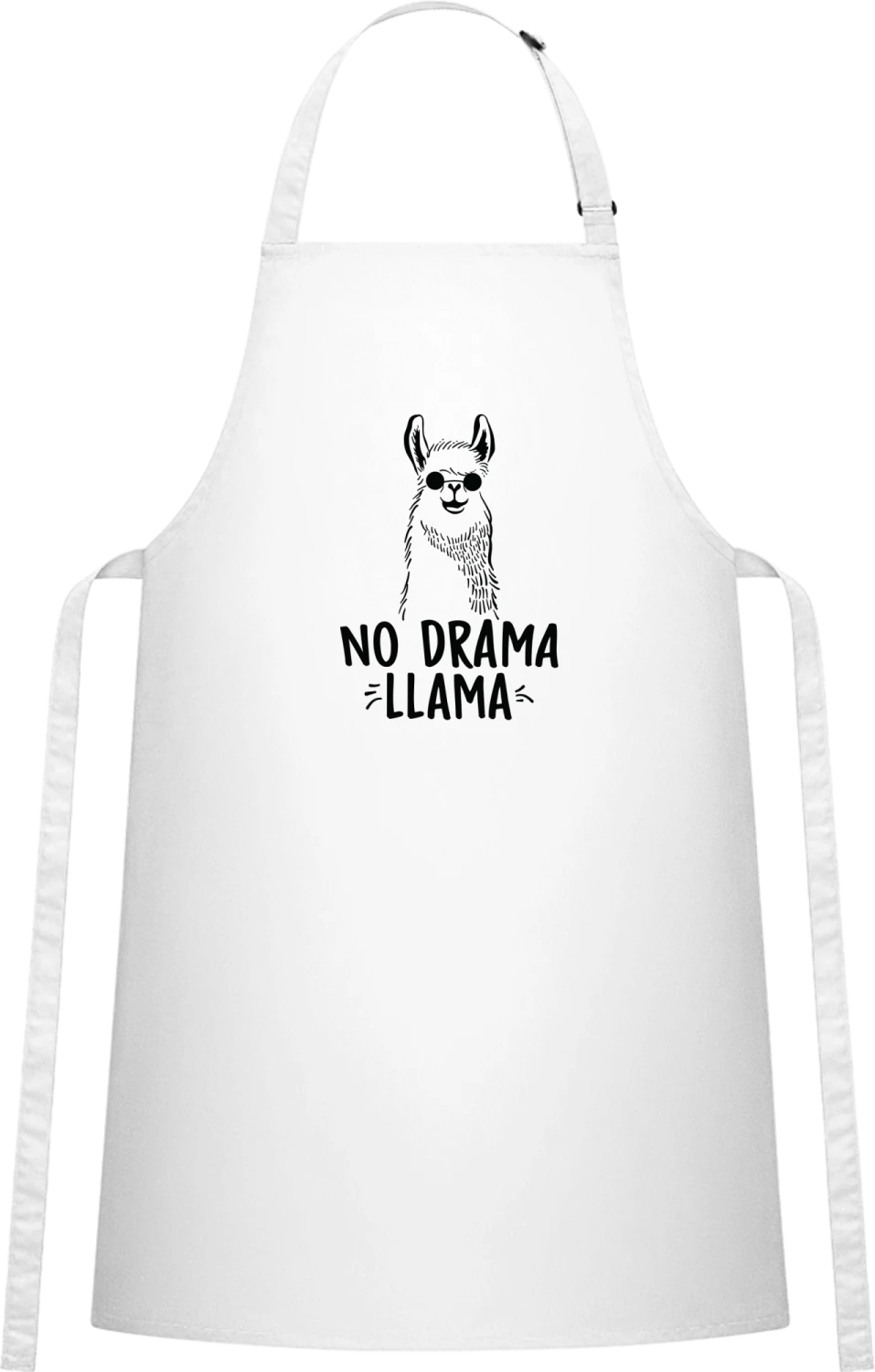 No Drama Llama - White Cotton Bib Apron - Front