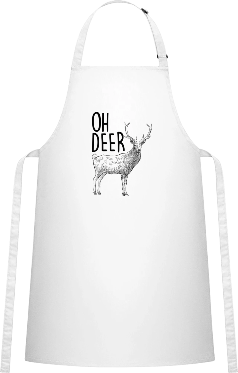 Oh Deer Illu - White Cotton Bib Apron - Front