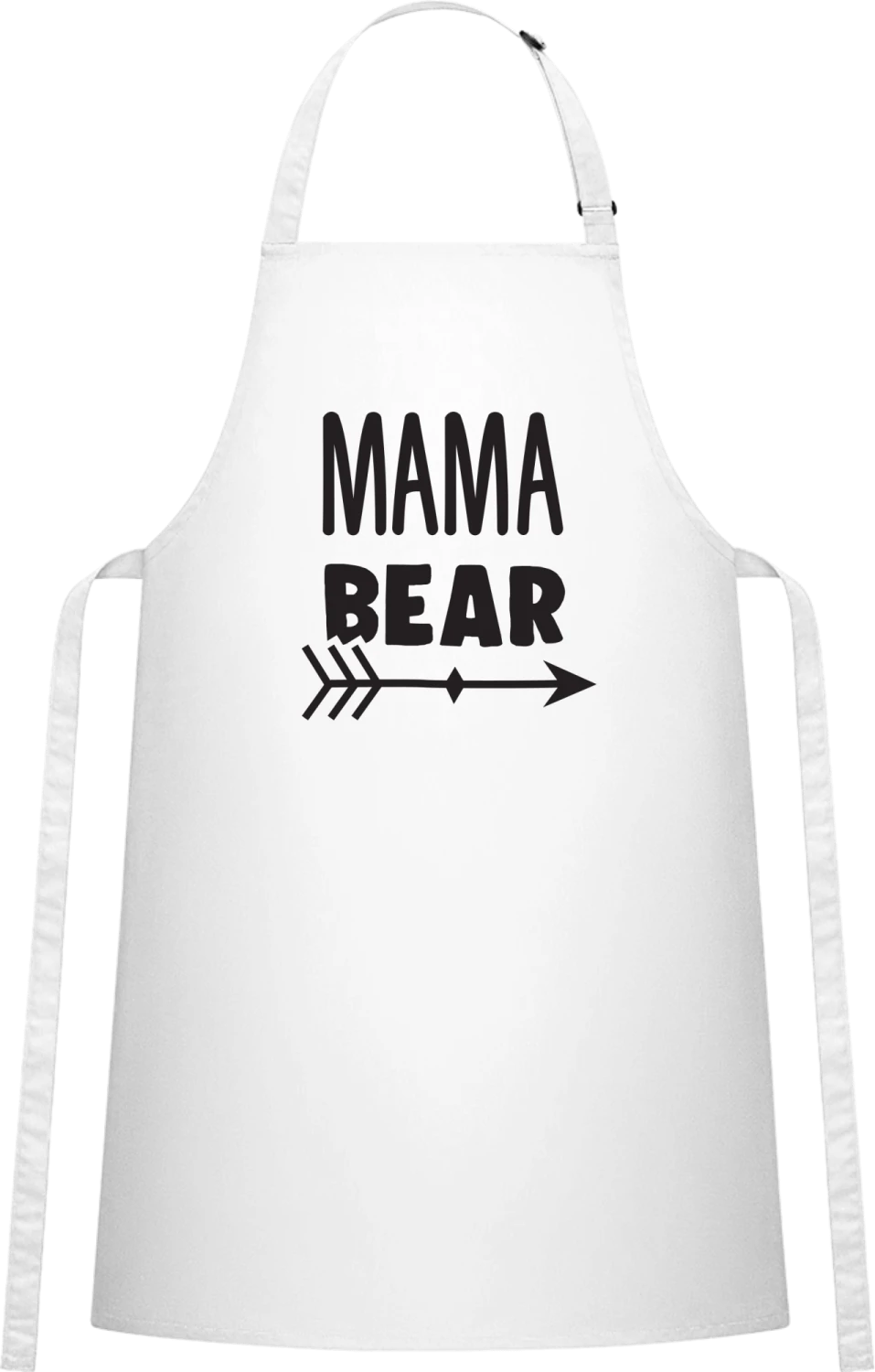 Mama Bear Right Arrow - White Cotton Bib Apron - Front