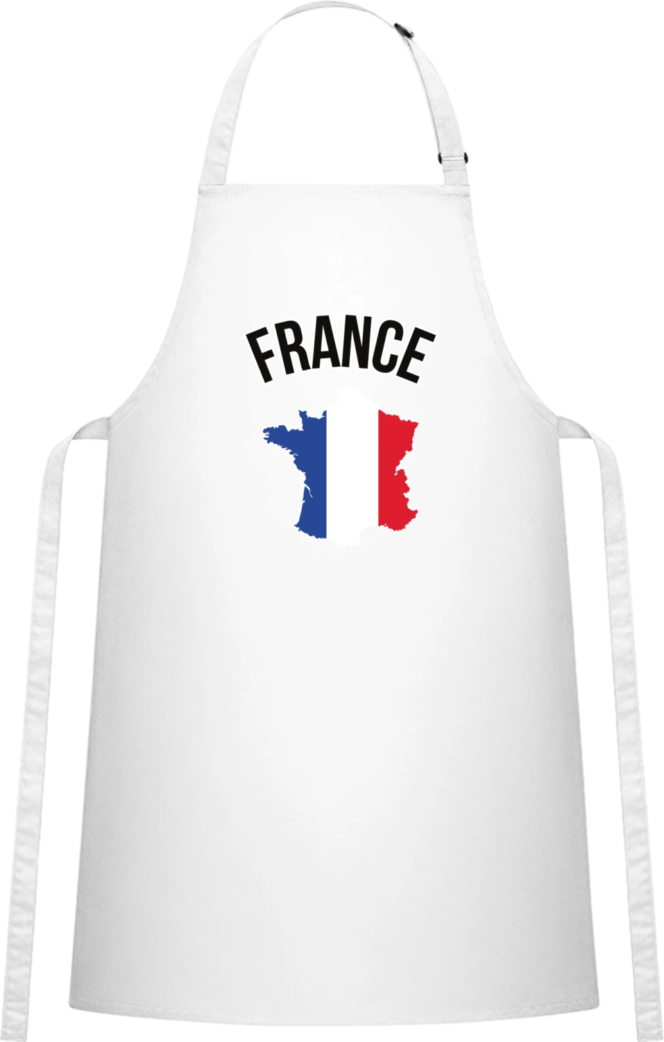 France Fan - White Cotton Bib Apron - Front