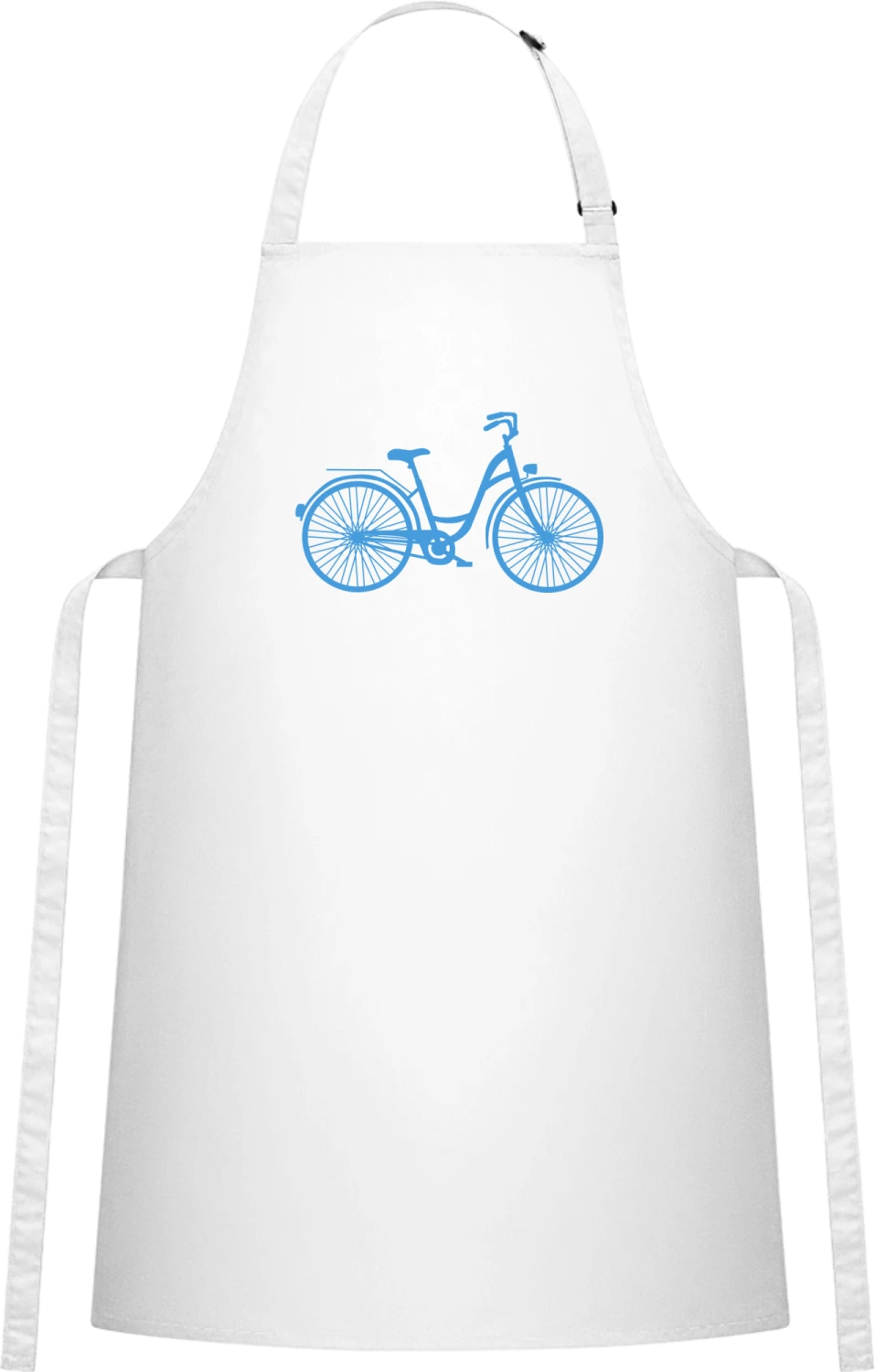 Vintage Bicycle Silhouette - White Cotton Bib Apron - Front