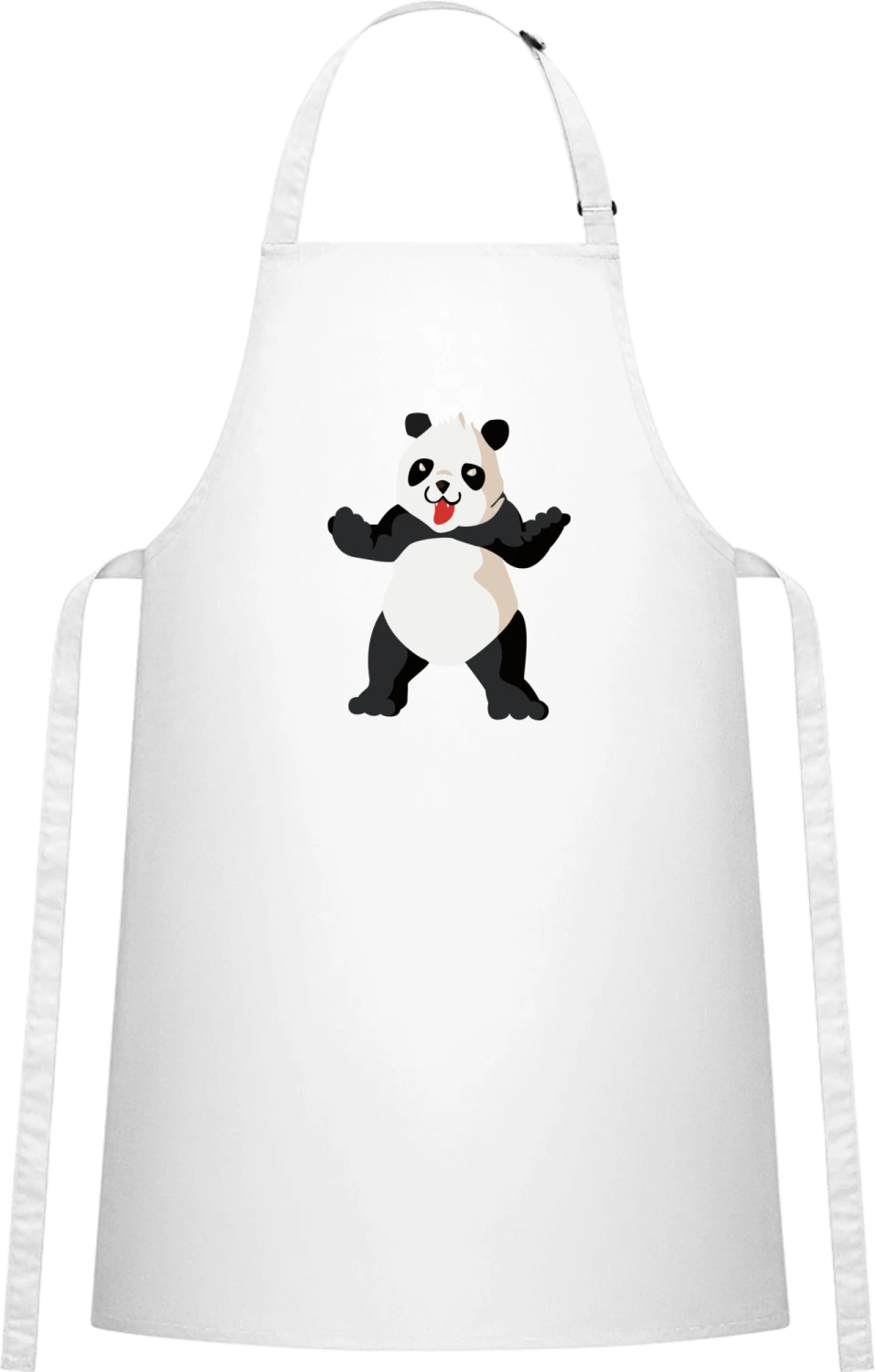 Laughing Panda - White Cotton Bib Apron - Front