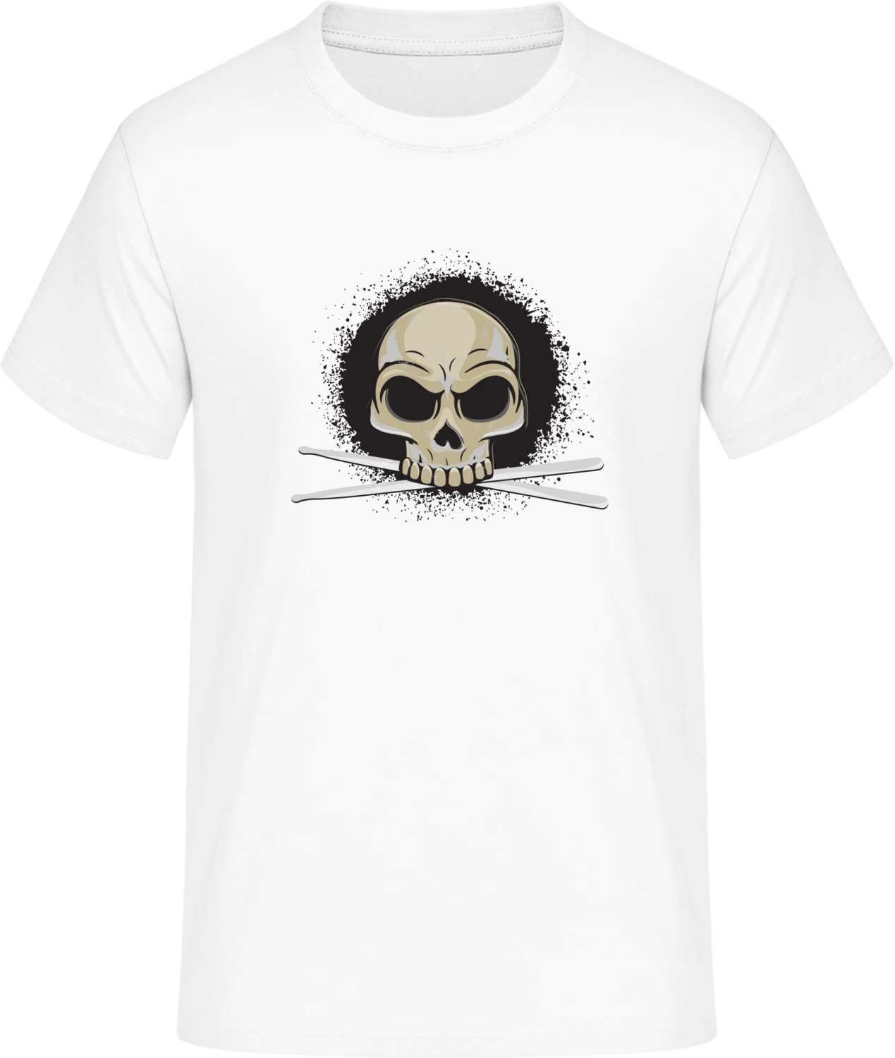 Drummer Skull With Drum Sticks - Front_Weiß