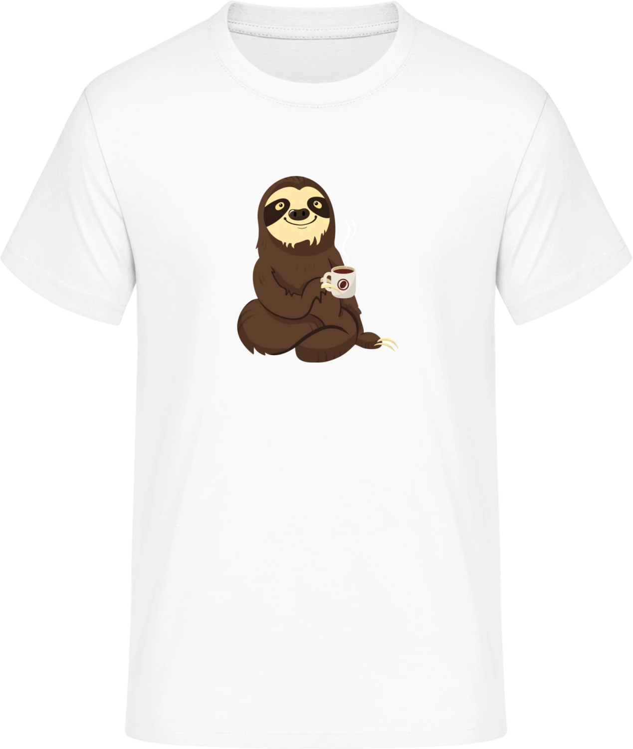 Sloth With Coffee - Front_Weiß