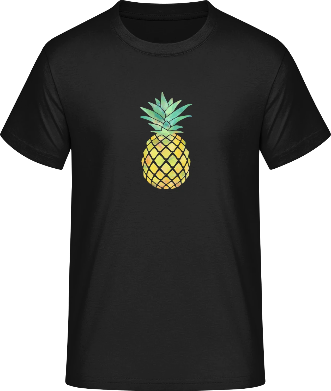 Colored Aquarell Pineapple - Front_Schwarz