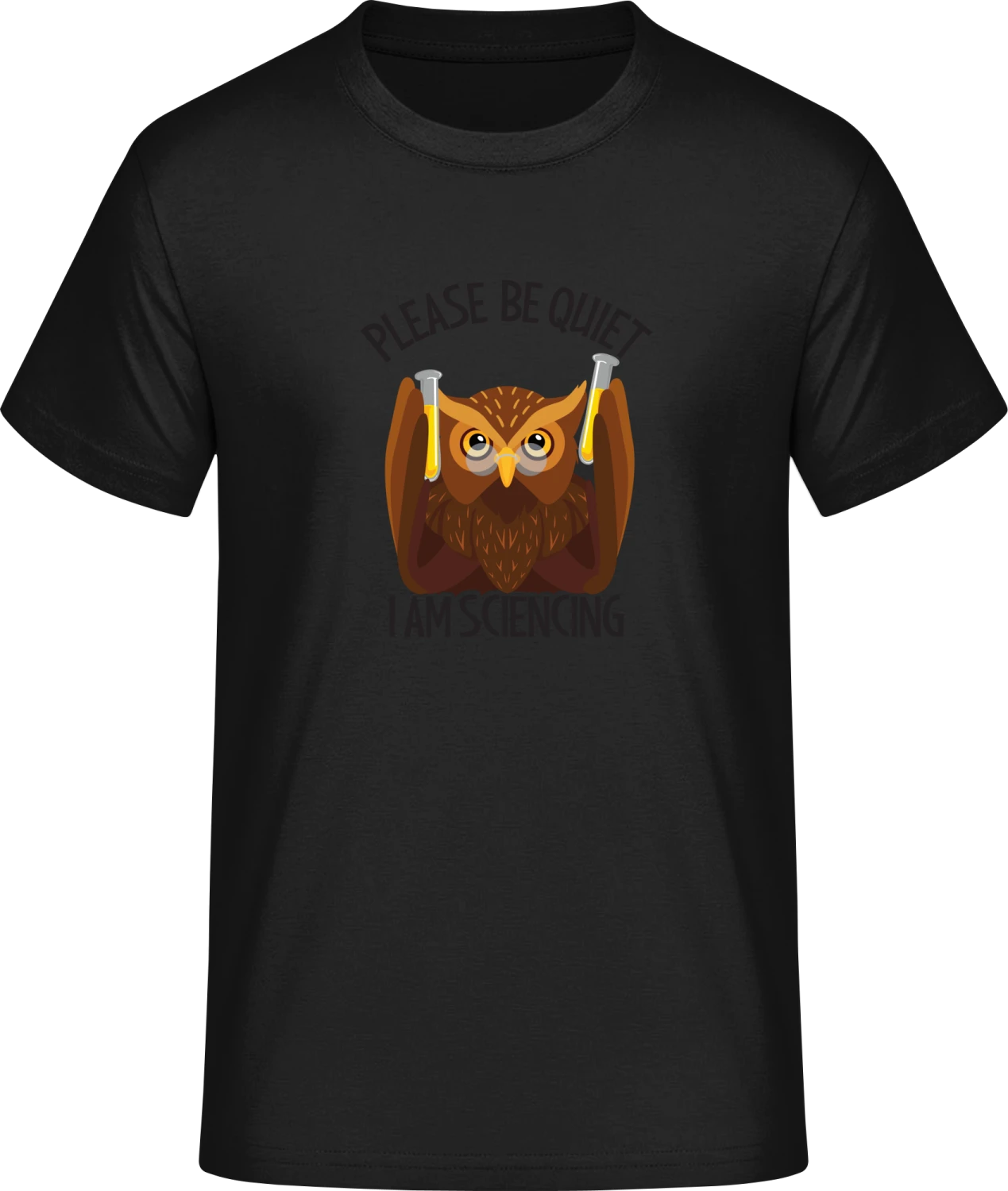 Please Be Quiet Sciencing Owl - Front_Schwarz