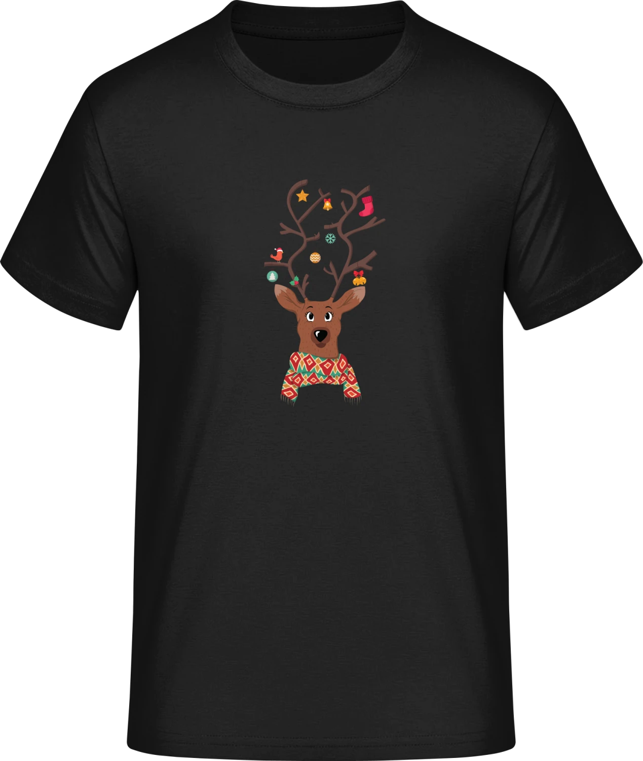 Christmas Decorated Reindeer - Front_Schwarz