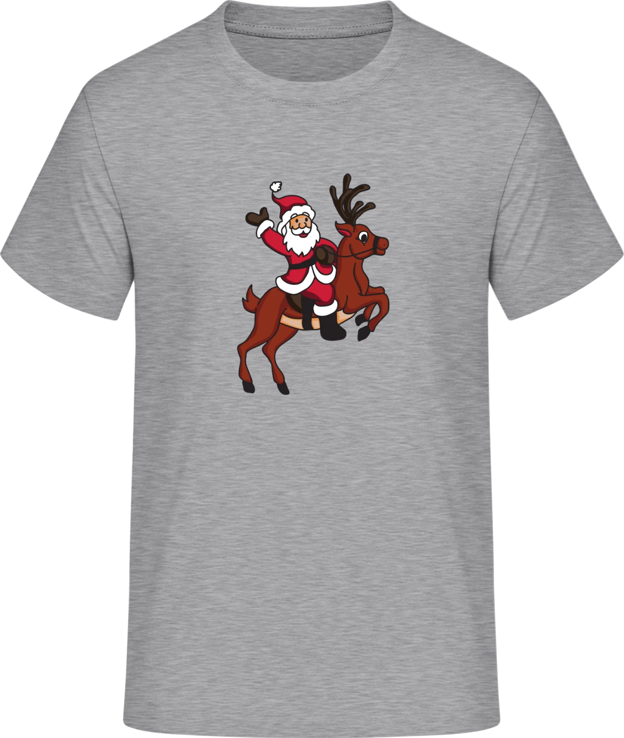 Santa Claus Riding Reindeer - Front_Sport Grey