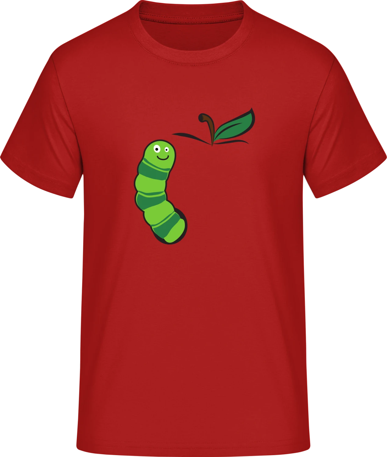 Raupe im Apfel - Red #E190 T-Shirt - Front