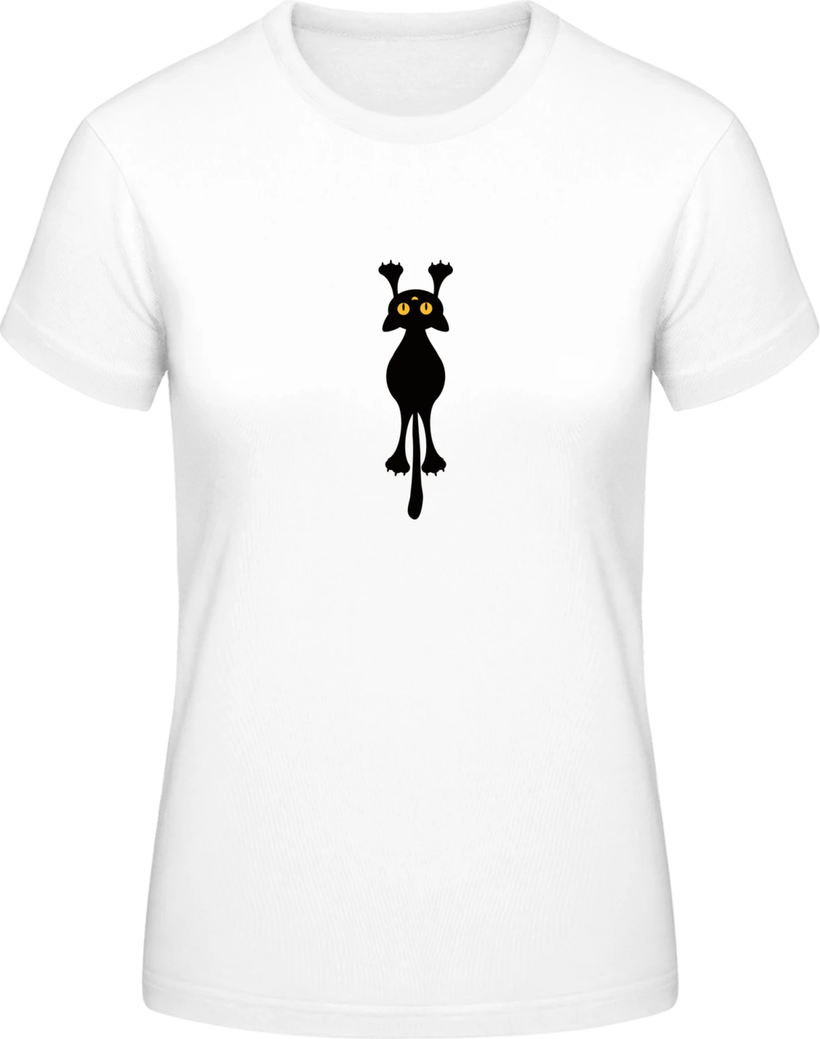 Hanging Cat - White #E190 women T-Shirt - Front