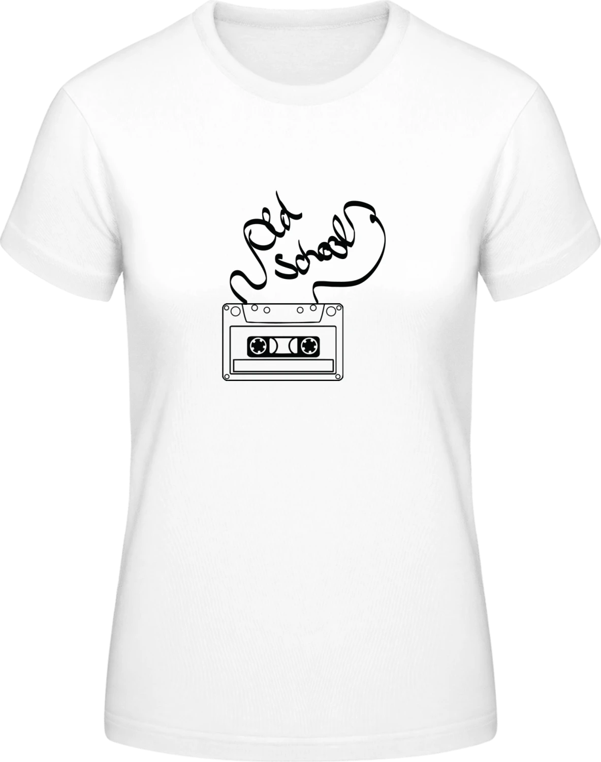 Old School Music Tape - White #E190 women T-Shirt - Front