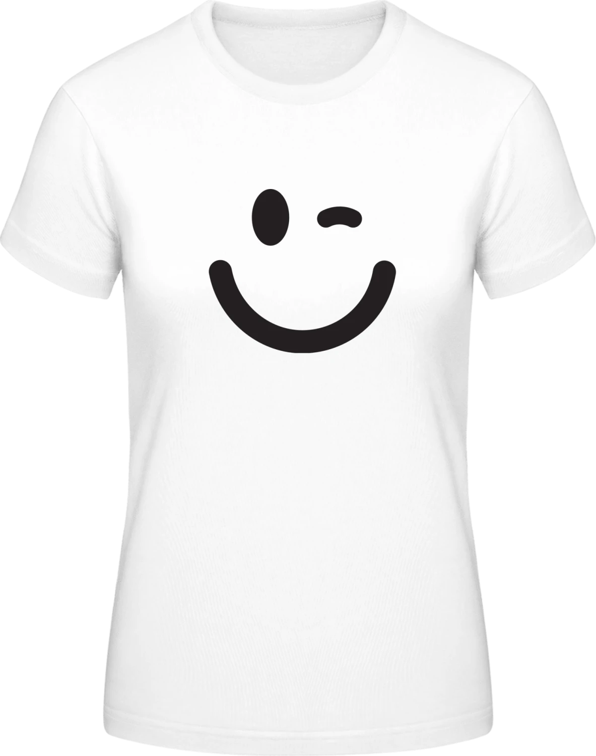 Winking Emoticon - White #E190 women T-Shirt - Front